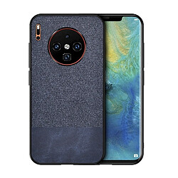 Wewoo Coque Souple Pour Huawei Mate 30 Pro Splicing antichoc PU + Texture de tissu PC + TPU Housse de protection Bleu