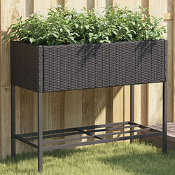 vidaXL Jardinières avec étagère 2 pcs noir 90x40x75 cm résine tressée