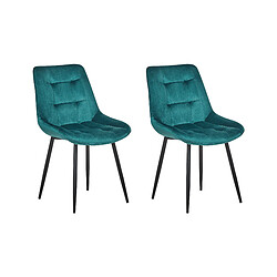 Beliani Chaise de salle à manger MELROSE Set de 2 Velours Turquoise