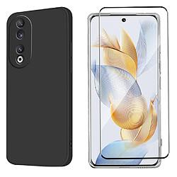 Xeptio Pack coque noire en TPU et protection écran vitre en verre trempé pour Honor 90 Smart 5G -