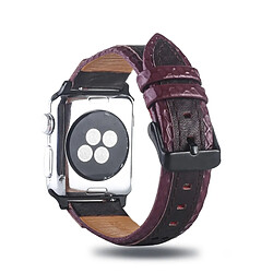 Acheter Wewoo Bande de montre en cuir pleine fleur avec trou carré pour Apple Watch séries 4 et 3 et 2 et 1 38 et 40 mm