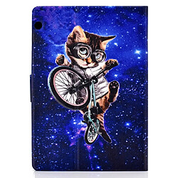 Avis Etui en PU impression de motifs antichoc chat cycliste avec support et porte-cartes pour votre Huawei MediaPad T3 10