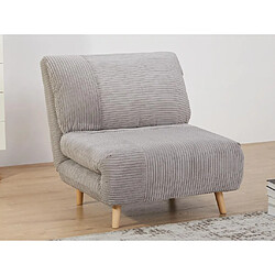 Vente-Unique Fauteuil convertible en velours côtelé PALULA - Gris clair 