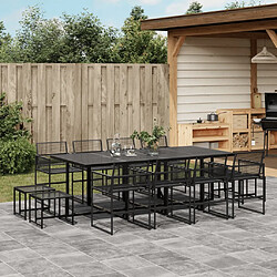 vidaXL Ensemble à manger de jardin 13 pcs noir résine tressée