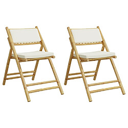 vidaXL Chaises de bistro pliantes lot de 2 et coussins blanc crème