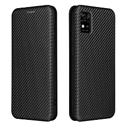 Coque en TPU + PU texture en fibre de carbone, auto-absorbée avec porte-carte noir pour votre ZTE A31