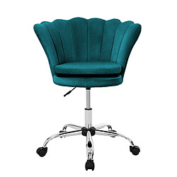 ML-Design Fauteuil de bureau à roulettes bleu pétrole hauteur réglable chaise en velours