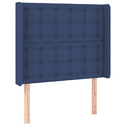 Avis Maison Chic Tête de lit scandinave à LED,meuble de chambre Bleu 103x16x118/128 cm Tissu -MN69702