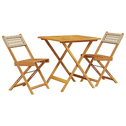 vidaXL Ensemble de bistro 3 pcs beige résine tressée et bois massif