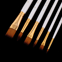 6Set Artist Nylon Pinceau Set pour aquarelle acrylique peinture à l'huile blanc