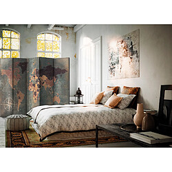 Artgeist Paravent - Room divider – Map in browns and greys [225x172]