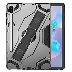 Coque en TPU style de bouclier antichoc avec sangle de béquille noir pour votre Samsung Galaxy Tab S6 SM-T860 (Wi-Fi)