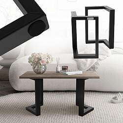 ML DESIGN MODERN LIVING Set 2x pieds de table forme arrow en V acier noir mat style moderne 38x43x20 cm