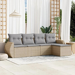 Maison Chic Salon de jardin avec coussins 5 pcs | Ensemble de Table et chaises | Mobilier d'Extérieur beige résine tressée -GKD74726