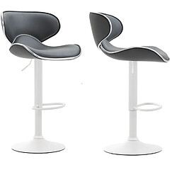 Decoshop26 Lot de 2 tabourets de bar design contemporain pieds en métal blanc mat assise en synthétique gris 10_0000350