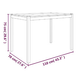 vidaXL Table à manger 110x70x75 cm bois d'acacia solide pas cher