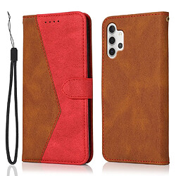 Etui en PU + TPU fermeture magnétique avec support et cordon marron/rouge pour votre Samsung Galaxy A32 4G