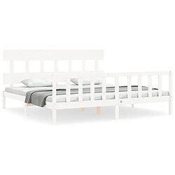 Maison Chic Lit adulte - Cadre Structure de lit avec tête de lit Contemporain blanc 200x200 cm bois massif -MN43030