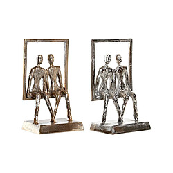 Figurine Décorative DKD Home Decor Champagne Noir Aluminium Moderne Couple (18 x 12 x 32 cm) (2 Unités)