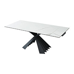 Acheter Table à manger extensible 4 à 8 personnes en céramique et métal - Effet marbre blanc et noir - BEKIM de Pascal MORABITO