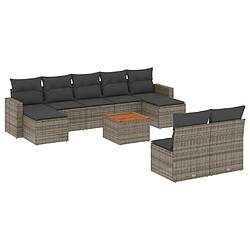 Maison Chic Salon de jardin avec coussins 10 pcs, Ensemble Tables et chaises de jardin, gris résine tressée -GKD972293