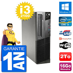 PC Lenovo M91p SFF Intel i3-2100 RAM 16Go Disque Dur 2To Windows 10 Wifi - Occasion