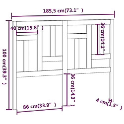 vidaXL Tête de lit 185,5x4x100 cm Bois massif de pin pas cher