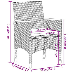 vidaXL Ensemble à manger de jardin 3 pcs Résine tressée Noir pas cher