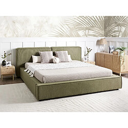 Beliani Lit double 180 x 200 cm en tissu vert LINARDS