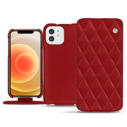 Housse cuir Apple iPhone 12 mini - Rabat vertical - Rouge - Couture ( Nappa - Pantone #d50032 ) - NOREVE