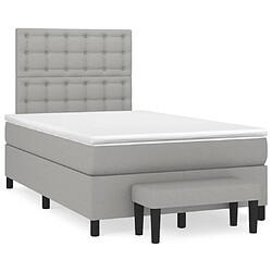 Maison Chic Lit adulte- Lit + matelas,Sommier à lattes de lit et matelas gris clair 120x190 cm tissu -GKD18102