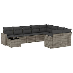 Maison Chic Salon de jardin avec coussins 10 pcs | Ensemble de Table et chaises | Mobilier d'Extérieur gris résine tressée -GKD72275