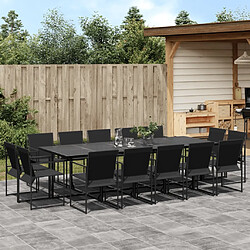 vidaXL Ensemble à manger de jardin 15 pcs noir textilène