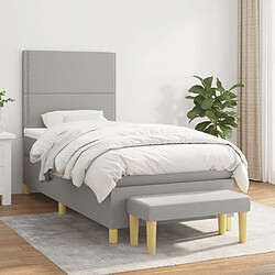 Maison Chic Structures de lit + matelas,Lit à sommier tapissier avec matelas Gris clair 80x200 cm Tissu -MN33638