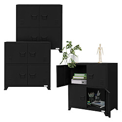 ML DESIGN MODERN LIVING Lot de 3 armoires de bureau Armoire de classement Armoire en acier avec étagères pas cher