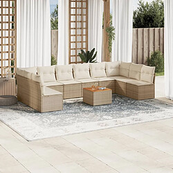 Maison Chic Salon de jardin 11 pcs avec coussins | Ensemble de Table et chaises | Mobilier d'Extérieur beige résine tressée -GKD68908