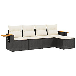 Maison Chic Ensemble de 5 Tables et chaises d'extérieur avec coussins,Salon de jardin noir résine tressée -GKD676344