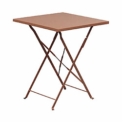 Mes Table de jardin carrée pliable en métal terracotta - BACA