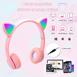 Acheter GUPBOO LED Light Cat Ear Casque sans fil Bluetooth 5.0 Casque 3,5 mm Modèle pour enfants avec micro antibruit pour