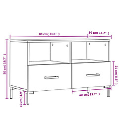 vidaXL Meuble TV Chêne sonoma 80x36x50 cm Bois d'ingénierie pas cher