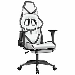 Maison Chic Chaise de jeu, Chaise gaming avec repose-pied, Fauteuil gamer,Chaise de Bureau Blanc et noir Similicuir -GKD12704