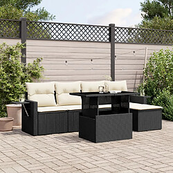 vidaXL Salon de jardin 6 pcs avec coussins noir résine tressée