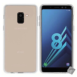 Htdmobiles Coque silicone gel fine pour Samsung Galaxy A8 (2018) + film ecran - BLANC TRANSPARENT