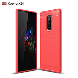 Wewoo Coque en TPU antichoc fibre de carbone texture brossée pour Sony Xperia XZ4 (rouge)