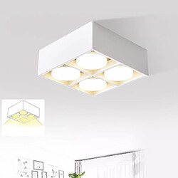 NETTLIFE 4 Spots de plafond LED en saillie orientables blanc chaud GX53 4x5W carrés modernes pour salon salle à manger bureau cuisine couloir