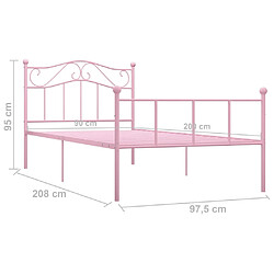 vidaXL Cadre de lit sans matelas rose métal 90x200 cm pas cher