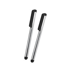 Muvit Pack 2 Stylets pour Apple iPhone / iPad Légers avec Clip de Transport Argent