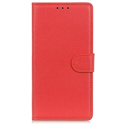 Etui en PU texture litchi avec support, rouge pour votre ZTE Libero 5G II 5G