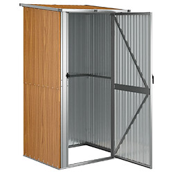 Helloshop26 Abri de jardin cabane cabanon maison de stockage remise extérieur hangar outils robuste 118,5 x 97 x 209,5 cm acier galvanisé marron 02_0022266