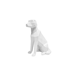 Statue décorative Chien assis Origami en polyrésine - Blanc - 23,3 x 12,8 x 25,4 cm - PRESENT TIME